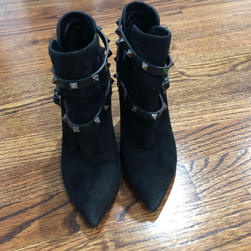 Valentino Black Stud Suede Booties